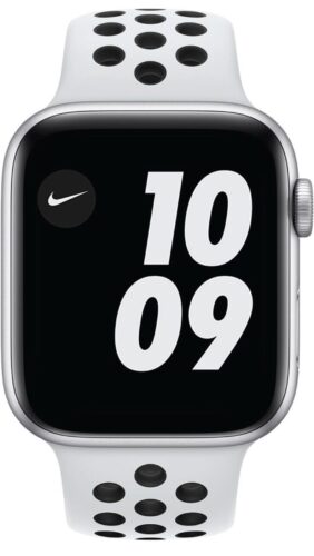 Apple Watch Nike Series 6 44mm GPS Smart Watch – Silver Aluminum Case with Black Sport Band