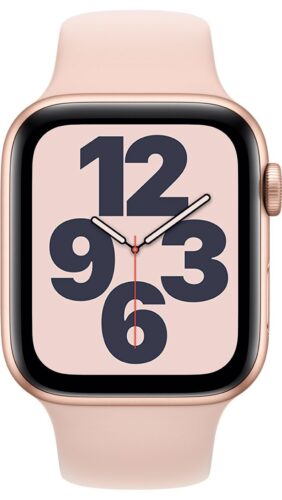 Apple Watch SE 44mm GPS Smart Watch – Gold Aluminum Case with Pink Sport Band