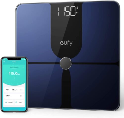 eufy by Anker, Smart Scale P1 with Bluetooth, Body Fat Scale, Wireless Digital Bathroom Scale, 14 Measurements, Weight/Body Fat/BMI, Fitness Body Composition Analysis – Black