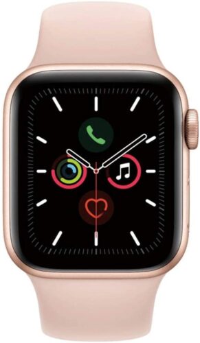Apple Watch Series 5 44mm GPS Smart Watch – Gold Aluminum Case with Pink Sport Band